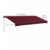 Outsunny 15' X 10' Patio Retractable Awning Sunshade Shelter, Wine Red|Outsunny 15' X 10' Auvent Retractable, Abri Pare-soleil, Rouge Vin