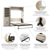 Bestar Key West Queen Murphy Bed & Closet Organizer with Drawer & Doors (94 W) - Linen White Oak|Grand lit escamotable Key West de Bestar de 94 po (L) avec organisateur de garde-robe, tiroir et portes - blanc chêne lin