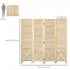 HOMCOM 4.7' 4 Panel Room Divider with Pegboard Display for Indoor