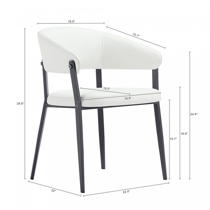 Belle Modern Metal Upholstered Dining Chair in White - Set of 4