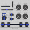 Soozier 6-in-1 Adjustable Dumbbell Set, 66lbs Free Weights Set, Blue