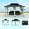 Outsunny 10' x 13' Double Roof Patio Gazebo With Curtains, Dark Grey