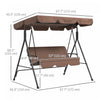 Outsunny 3-seat Patio Swing Chair With Adjustable Canopy Brown|Outsunny Balancoire De Patio 3 Places Avec Auvent Reglable, Marron