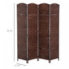 Homcom Double Hinged Woven Wicker Room Divider And Privacy Screens|Homcom Separateur De Piece En Osier Tisse A 4 Panneaux 6ft