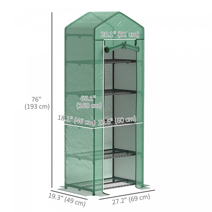 Outsunny Mini Greenhouse Outdoor Flower Stand Pe Cover Portable 27\" X 19\"