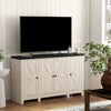 HOMCOM Sideboard Cabinet with Adjustable Shelves, Doors, White Wood Grain