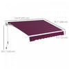 Outsunny 10' X 6.5' Retractable Awning With LED Lights, Uv40+, Wine Red|Outsunny Auvent Retractable 10' X 6.5' Avec Lumieres LED, Uv40+, Rouge Vin