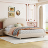 Sophie Teddy Fleece Upholstered Platform Bed with Soft Fabric and Sturdy Frame,Full Size,Beige Full Bed  | Lit plateforme Sophie rembourre en polaire Teddy avec tissu doux et cadre robuste, taille Full, beige