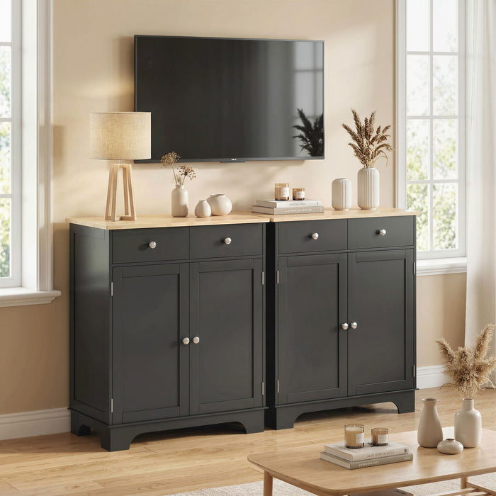 HOMCOM Kitchen Storage Cabinet, Sideboard Floor Cupboard with 2 Drawers