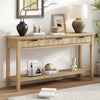 Oliver 60'' Fir Veneer Entryway Table with Honeycomb Design and Drawers, Natural Sofa Table  | Table d'entree Oliver 60'' en placage de sapin avec design en nid d'abeille et tiroirs, naturel