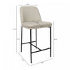 Loft Contemporary Vegan Leather Metal Counter Stool in Stone Gray - Set of 2 | Tabouret de comptoir contemporain Loft en cuir vegetalien et metal, gris pierre - Lot de 2