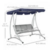 Outsunny 3 Person Patio Swing Bench Seats With Adjustable Canopy|Outsunny Balancoire De Patio Pour 3 Personnes Avec Auvent Reglable, Bleu