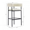 Onda Contemporary Vegan Leather Metal Upholstered Barstool in Ivory | Tabouret de bar contemporain Onda en cuir vegetalien et metal, rembourre, coloris ivoire