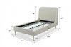 Heather Mid-Century Modern Velvet Upholstered Twin Bed in Cream and Black | Lit jumeau Heather style milieu du siecle moderne, tapisse de velours creme et noir