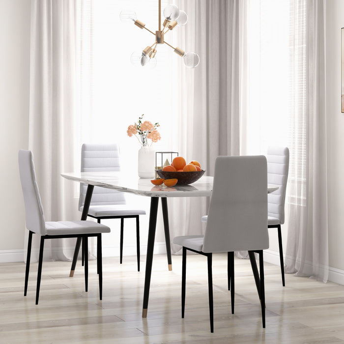 HOMCOM Dining Chairs Set of 4, Linen Fabric Upholstered Accent Chairs White