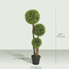 HOMCOM 45 Inch Artificial Boxwood Triple Ball Topiary Tree Set of 2, Green