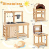 Costway 3-piece Outdoor Wooden Kitchen Playset Kids Mud Kitchen Bbq Grill & Pizza Oven