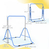 Qaba Gymnastics Bar For Kids, Foldable Gymnastics Equipment With Adjustable Height, Expandable Horizontal Kip Bar For Home Training, Blue