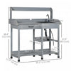Outsunny Potting Bench Table, Garden Work Bench Workstation with Drawer