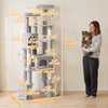 PawHut 79" Tall Cat Tree for Indoor Large Cats Adult, Multi-Level Kitty Tower Split Baseboard, 2 Condos, 2 Beds, 5 Sisal Scratching Posts, Hammock, Self-Grooming Brush