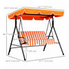 Outsunny 3-seat Patio Swing Chair With Adjustable Canopy Orange|Outsunny Balancoire De Patio 3 Places Avec Auvent Reglable, Orange