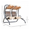 Outsunny Luxury Porch Swing Metal Outdoor Swing Chair 2 Separated Seater Hammock Heavy-duty With Can|Outsunny Luxury Metal Swing Chair Hamac 2 Places Separees Robuste Avec Auvent Et Coussins, Beige