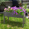 Costway Wooden Raised Vegetable Garden Bed Elevated Grow Vegetable Planter Grey