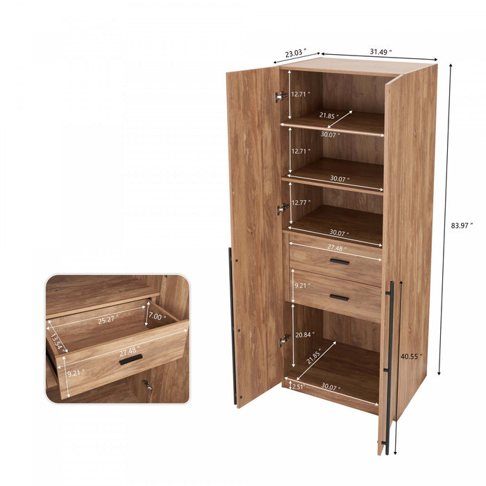 Lee Modern 32\" Wardrobe Closet in Golden Brown - Set of 3 Armoire