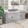 Daniel Solid Wood Storage Bench With 4-door Shoe Cabinet With Adjustable Shelves - Grey Wash | Daniel Banc De Rangement En Bois Massif Avec Armoire A Chaussures A 4 Portes Et Etageres Reglables, Finition Gris Vieilli