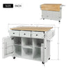 Margery Rubberwood Kitchen Cart With Drop-leaf Countertop And Storage Racks -White | Chariot De Cuisine Margery En Bois De Caoutchouc Avec Plan De Travail Rabattable Et Etageres De Rangement - Blanche