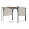 Outsunny 10' X 10' Outdoor Pergola Patio Gazebo Retractable Canopy, White|Outsunny 10'x10' Pergola Exterieure Patio Gazebo Auvent Retractable, Blanc