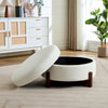 Sophia Round Storage Ottoman Coffee Table with Tufted Upholstery - White | Table Basse Ottoman Ronde Sophia avec Rembourrage Capitonne et Rangement - Blanc