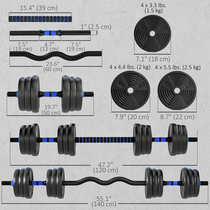 Soozier Adjustable Dumbbell Set, 3 in 1 Weights Set for Home Gym, 55lb
