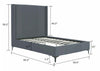 Promenade Mid-Century Modern Upholstered Velvet Full Bed in Gray | Lit complet Promenade style milieu du siecle moderne en velours gris capitonne