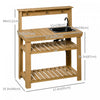 Outsunny Potting Benches For Outside With Faucet, Removable Sink, Shelves|Outsunny Table Banc De Rempotage Exterieur Evier Amovible Et Etageres