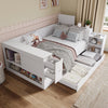 Mason Daybed with Headboard Storage and Multifunctional Storage Bed Frame,Full Size,White | Banquette-lit Mason avec tete de lit de rangement et cadre de lit multifonctionnel avec rangement, taille full, blanc