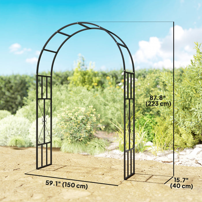 Outsunny 7.3ft Steel Garden Arch Trellis, Garden Arbor For Climbing Plants