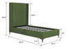 Promenade Mid-Century Modern Upholstered Velvet Twin Bed in Moss Green | Lit jumeau Promenade style milieu du siecle moderne en velours capitonne vert mousse