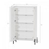 Abbey Modern 32" Tempered Glass Bookcase Cabinet in White (4-Shelf) - Set of 2 | Armoire bibliotheque moderne Abbey 32" en verre trempe blanc (4 etageres) - Lot de 2