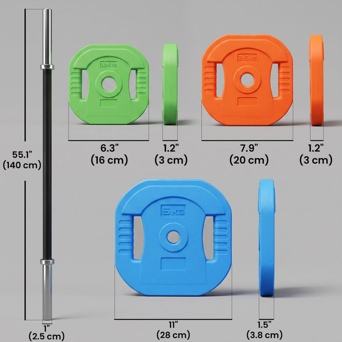 Soozier 44lbs Adjustable Barbell Weight Set, Barbell Bar, Multicolour