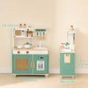 Qaba Wooden Play Kitchen Set, Kids Kitchen Playset with Microwave, Stove, Coffee Machine, Ice Maker, Storage, 19PCs Accessories, for 3-6 Y, Green