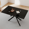 Ethan 51.18" Rectangular Tempered Glass Dining Table with Stylish Metal Legs,Black Coffee Table | Table a manger rectangulaire en verre trempe de 51,18" Ethan avec pieds metalliques elegants, noire