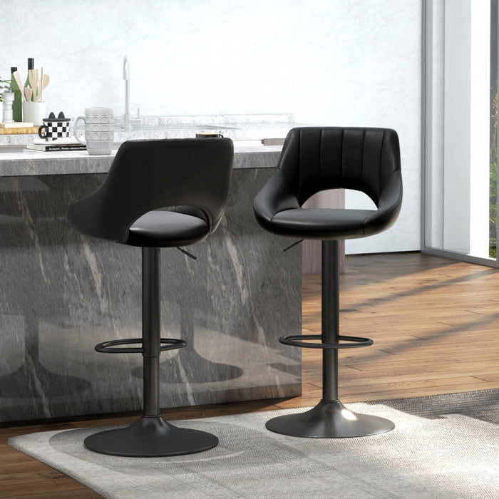 HOMCOM Bar Stools Set of 2 Swivel Adjustable Counter Height Barstools