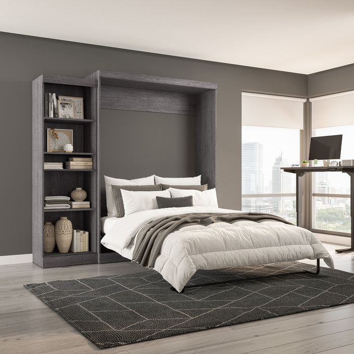 Bestar Pur Queen Murphy Bed with Shelving Unit 90-Inch Wall Bed