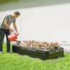 Outsunny Raised Garden Bed with 2 Trellis Tomato Cages, Black
