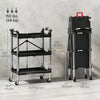 Homcom 3-tier Collapsible Tool Cart With Wheels, Folding Utility Cart Black
