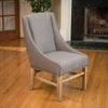 Lance Nailhead Trim Upholstered Fabric Dining Chair - Brown, Grey | Chaise De Salle A Manger Lance En Tissu Tapisse Avec Clous Decoratifs - Brun, Gris