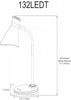 Dainolite LED Table Lamp 6w White Finish Blue/White Shade|Lampe de table de Dainolite avec abat-jour bleu et blanc, fini blanc et ampoule à DEL de 6 W