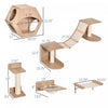 Pawhut Cat Tree 5pcs Pet Wall-mounted Climbing Frame Shelf Set Kitten Perch Activity Center With Ham|Pawhut Ensemble D'etageres Pour Chats 5 Pieces Echelle Escalier Escalade Chats Mural Avec 2 Hamacs G