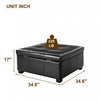 Liam 34.25" Large Square Faux Leather Ottoman Coffee Table with Storage,Black  | Liam Ottoman Coffre Carre Large de 34,25" en Simili Cuir avec Rangement, Noir